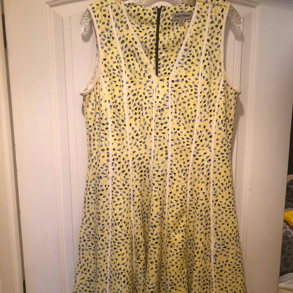 Yellow dot-print skater dress
